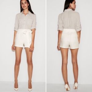 Express High Waisted Side Tie Linen Blend Shorts